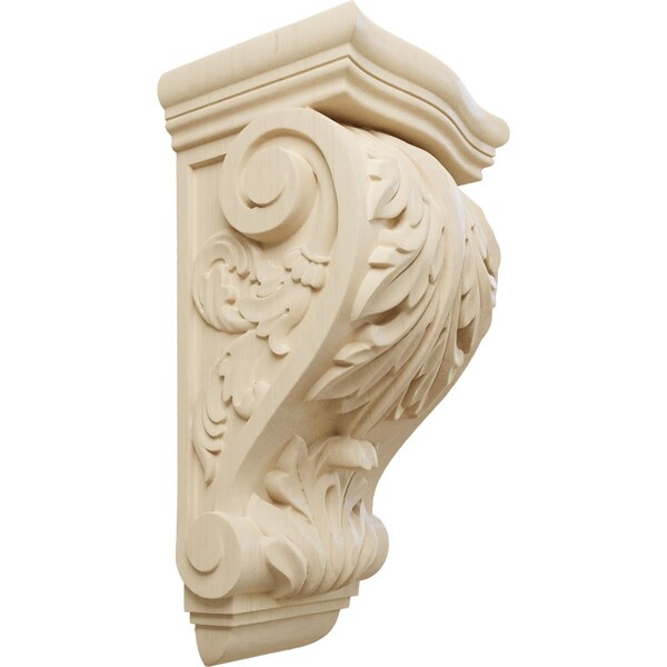 Ekena Millwork 8"W x 6 1/2"D x 15"H Large Farmingdale Acanthus Corbel, Rubberwood COR08X06X14FRRW - main